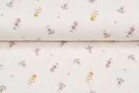 Katoenen mousseline bedrukt robots beige