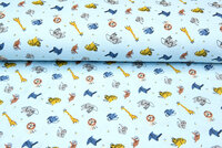 Baumwoll Musselin bedruckt safari hellblau