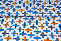 Katoen Poplin bedrukt airplane wit-blauw