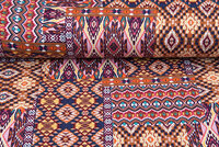 Viscose bedrukt multi patchwork roest