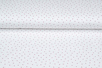 Katoenen Tricot bedrukt mini hearts ecru - oudroze