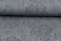 Gebreide Jacquard stof roses 1 grijs-donkergrijs