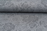 Gebreide Jacquard stof roses grijs