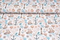 Katoenen Tricot digitaal bedrukt ocean life