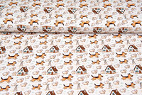 Katoenen Tricot digitaal bedrukt little dogs with sheep