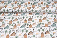 Baumwolljersey digital bedruckt bedrukt little farm with sheep