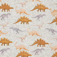 Alpenfleece bedrukt dinos lichtgrijs