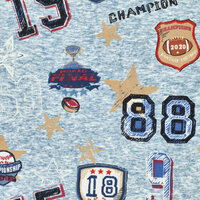 Alpenfleece bedrukt champions football jeansblauw