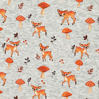 Alpenfleece bedrukt little cute deer grijs