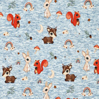 Alpenfleece bedrukt rainbow forrest jeansblauw