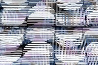 Katoenen Tricot bedrukt colorful dot stripes blauw-paars-wit