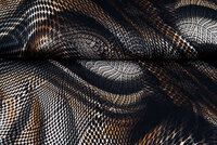 Katoenen Tricot bedrukt retro scales zwart-bruin