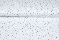 Katoenen Tricot bedrukt mini hearts ecru - blauw