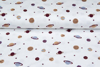 Katoenen Tricot bedrukt mini astro world ecru - bordeaux