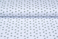 Katoenen Tricot bedrukt mini branches wit