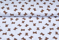 Katoenen Tricot bedrukt mini bears wit