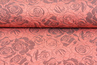 Gebreide Jacquard stof roses zalmroze
