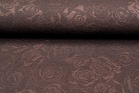 Gebreide Jacquard stof roses 3 bruin