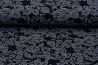 Gebreide Jacquard stof leaves grijs-donkerblauw