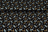 Baumwoll Popeline Bedruckt Weihnachten holly schwarz-gold