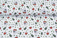 Licentie Katoen Poplin bedrukt Frida Kahlo wit