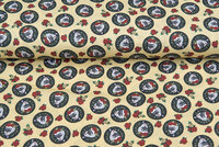 Licentie Katoen Poplin bedrukt Frida Kahlo geel