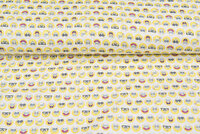 Lizenz Baumwoll Popeline Bedruckt Spongebob weiss-gelb