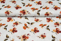 Viscose Linnen Digitaal bedrukt leaves roest-zand