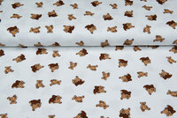 Katoenen Tricot bedrukt teddy off-white