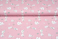 Katoenen Tricot bedrukt patchworks animals roze