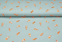 Katoenen Tricot bedrukt tigers pastel mint