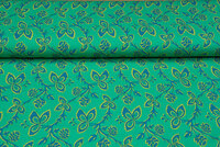 Katoenen Tricot bedrukt flowers grasgroen