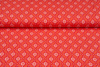 Katoenen Tricot bedrukt geo circles rood