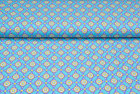 Katoenen Tricot bedrukt geo circles mint