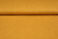 Baumwoll Musselin bedruckt glitzer gold ockergelb