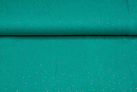 Katoenen mousseline bedrukt glitzer gold emerald