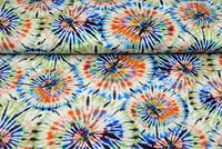 Katoenen mousseline bedrukt tie dye groen-oranje