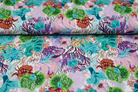 Baumwoll Musselin bedruckt koral multicolor