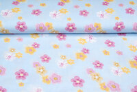 Baumwoll Musselin bedruckt flowers helles blau