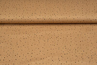 Katoenen mousseline bedrukt little dots with foil caramel