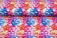 Katoenen Tricot digitaal bedrukt painted flower roze-blauw