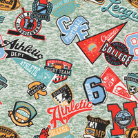 Alpenfleece bedruckt football athletics gr&uuml;n