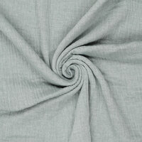 Katoenen Mousseline melange chambray donkermint