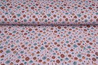 Katoenen Tricot bedrukt flowers oudroze