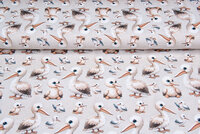 Katoenen Tricot bedrukt little pelican