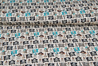Katoenen Tricot bedrukt pirate beige