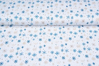 Katoenen Tricot bedrukt snow stars ecru