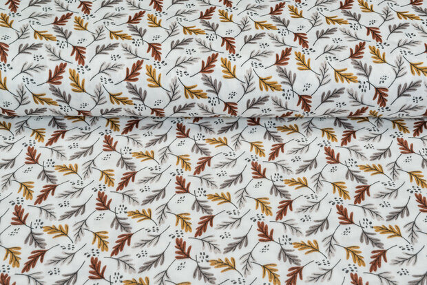 Katoenen Mousseline bedrukt glad multi leaf