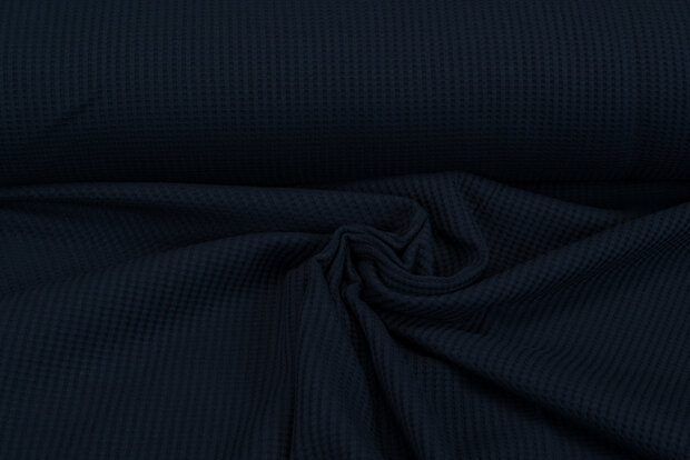 Wafel jersey uni donkerblauw