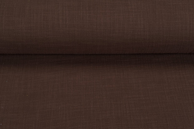 Baumwoll Musselin leinen look braun